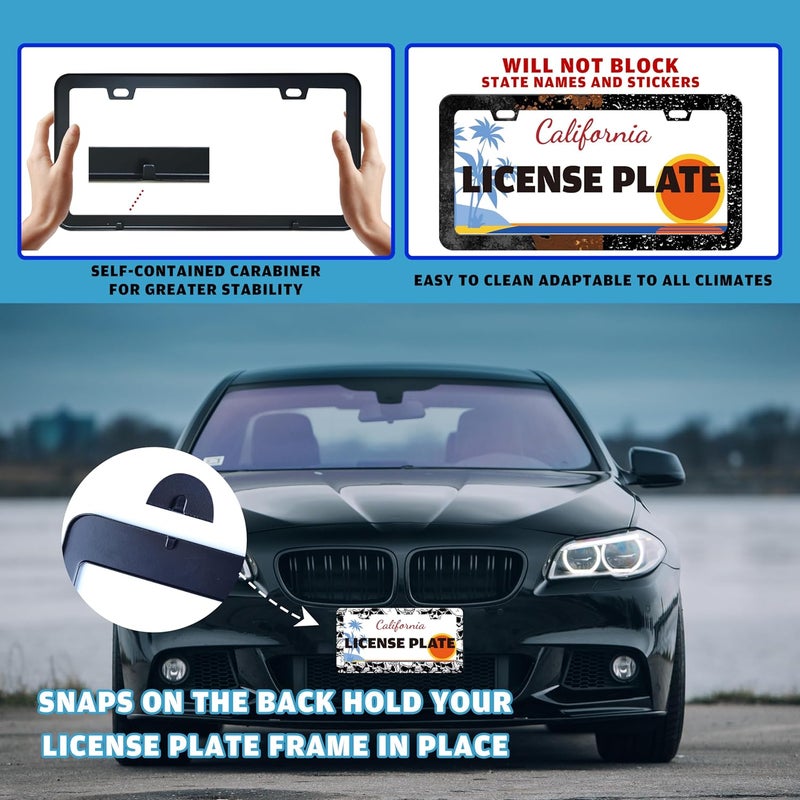 TINALUIN Skull License Plate Frame Black White Skeleton Stainless Steel License Plate Holder for Front or Rear Car Tags Funny for Car Decoration Accessories with Screws 6.3 X 12.2 in for Women Men - Image 5